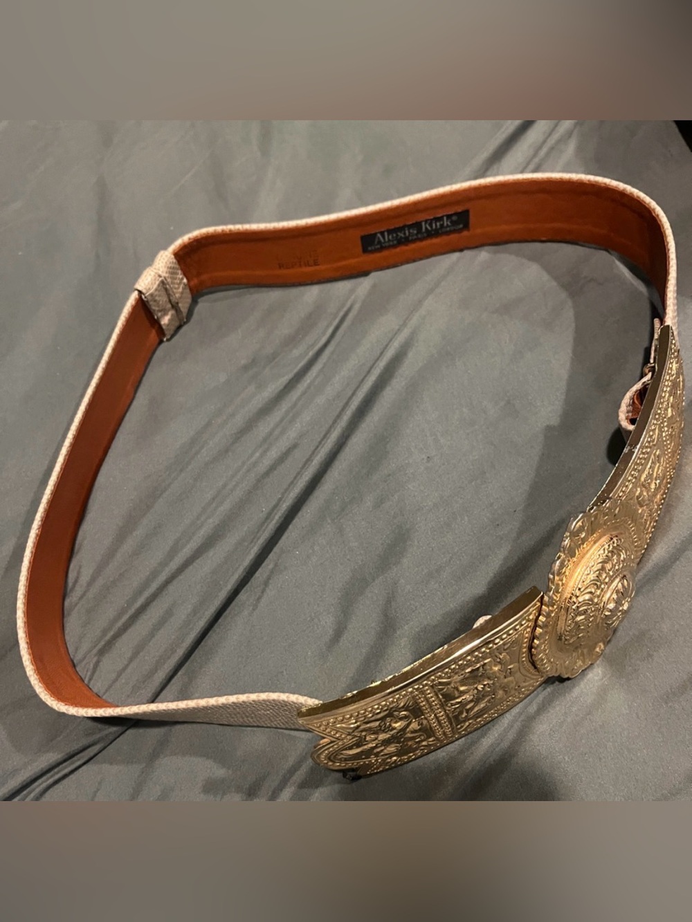 Vintage Gold Tone Bird Belt - Alexis Kirk Style - Adjustable 32" - Picture 4 of 5